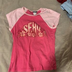 y2k pink ‘sexy’ baby tee small